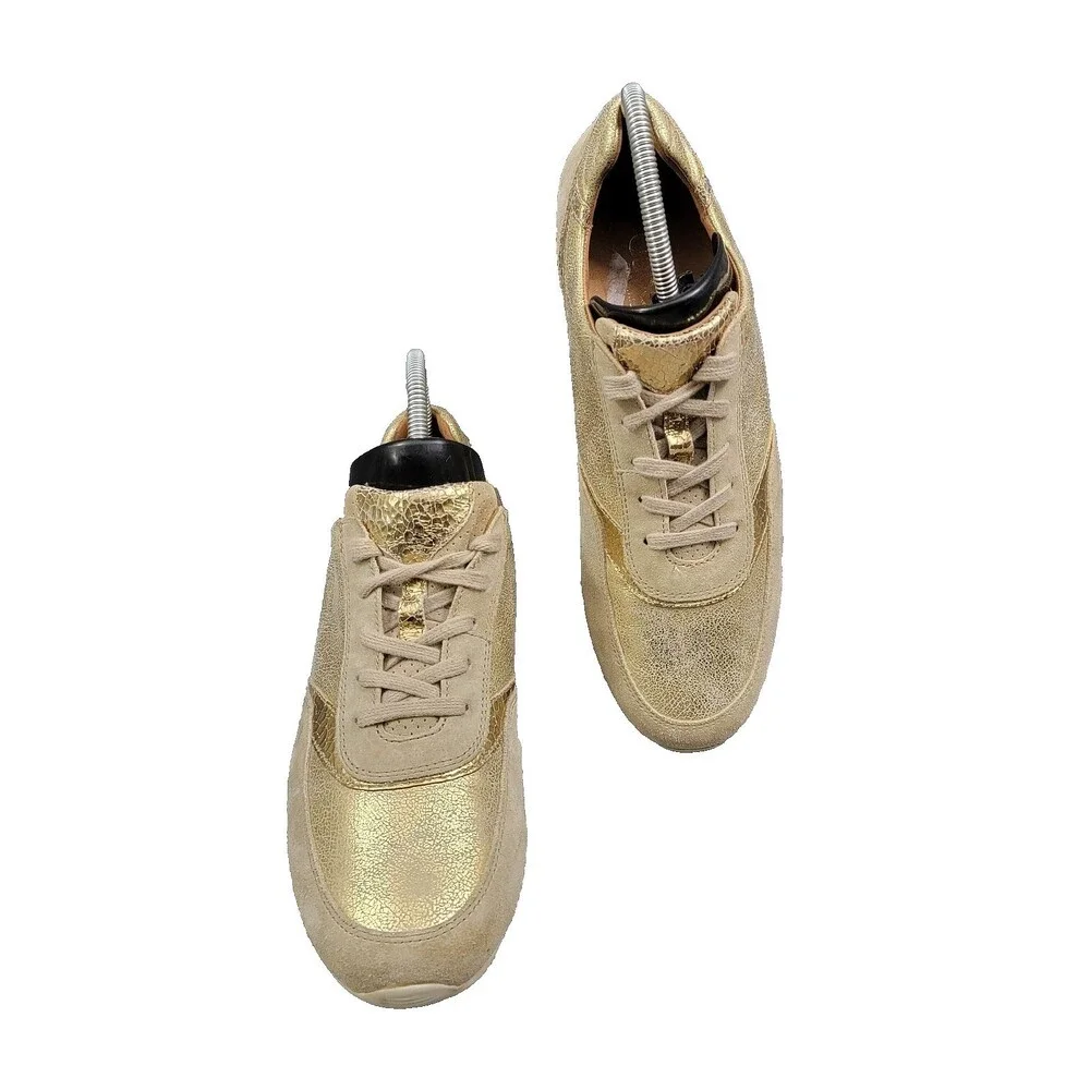 Gabor Metallic Gold Low Top Trainers Leather Sneakers Women's 7 UK 9 - 9.5 US